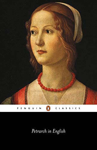 Book cover: portrait of a Renaissance woman, “Petrarch in English.”