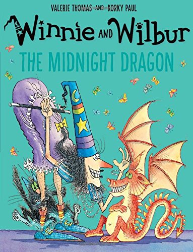 Winnie and Wilbur with a red dragon, illustrated children’s book cover.