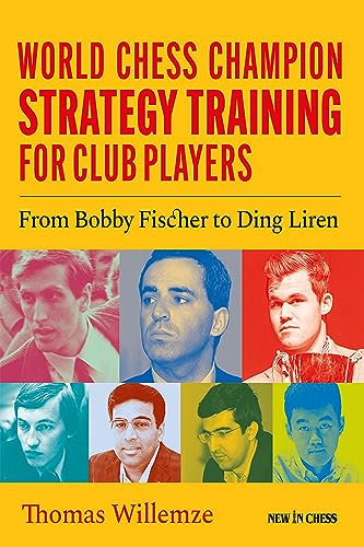 Chess book cover featuring portraits of world champions and text.