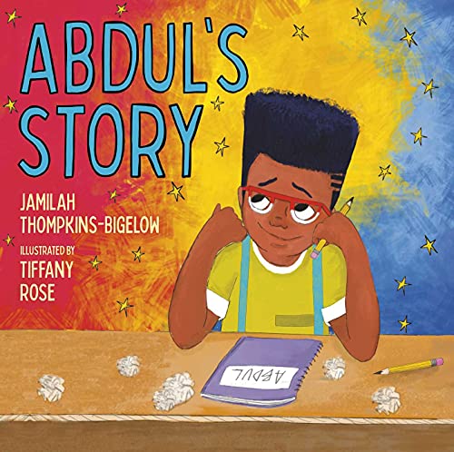 Book cover: boy with glasses reading, titled "Abdul's Story.