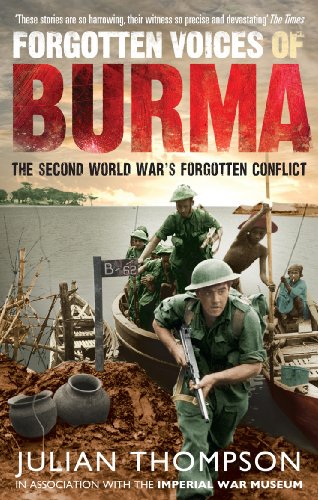 Book cover: soldiers in Burma during WWII, titled "Forgotten Voices of Burma".