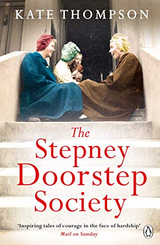 Book cover depicting three women on a London doorstep, 1940s.