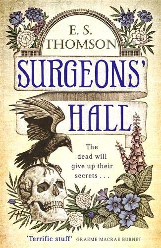 Book cover: skull, raven, floral decorations, and title "Surgeons’ Hall.