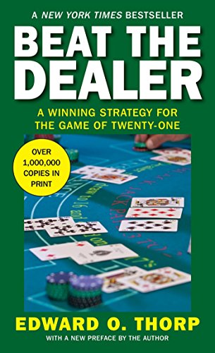 Book cover: "Beat the Dealer" with casino chips and playing cards.