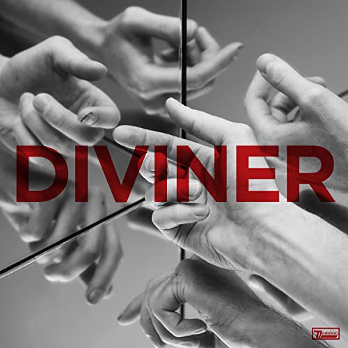 CD cover: hands reaching towards a fractured reflection with red text.