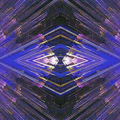 Abstract geometric design in shades of blue, purple, and gold.