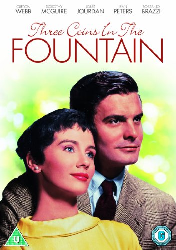 DVD cover for "Three Coins in the Fountain" featuring two actors.