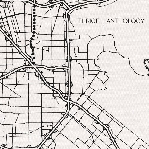 Thrice Anthology CD cover: abstract black and white map illustration.