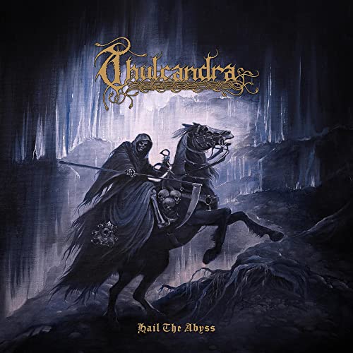 Dark album cover depicting a hooded figure riding a skeletal horse.