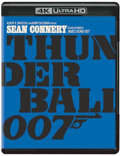 Thunderball" Blu-ray case featuring Sean Connery as James Bond, bold blue design.