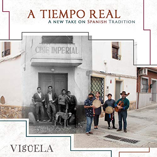 CD cover: black and white photo with musicians in front of a building.