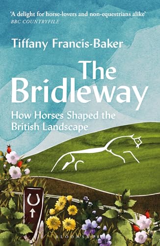 Book cover featuring a white horse geoglyph on a green hill with wildflowers.