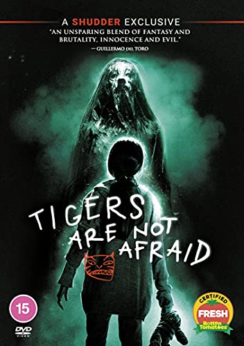 DVD cover for "Tigers Are Not Afraid" featuring a child and ghostly figure.