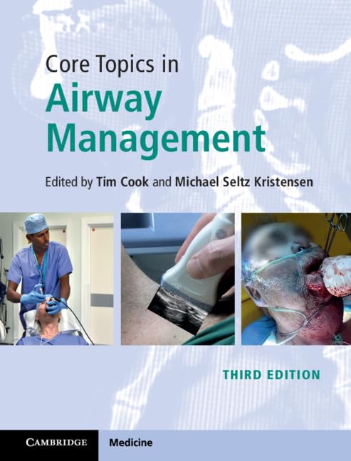 Book cover titled Core Topics in Airway Management featuring medical procedure photos and text.