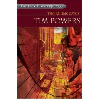 Book cover for "The Anubis Gates" with a surreal, architectural scene.