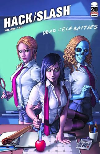 Comic book cover: three women, one skeletal, with school supplies.