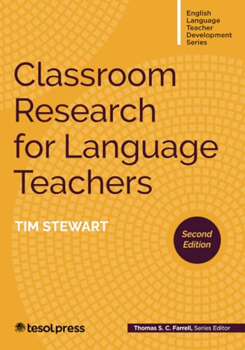 Book cover: "Classroom Research for Language Teachers," second edition, orange background.