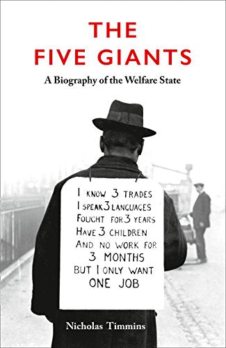 Book cover: "The Five Giants," showing a man with a sign in a crowd.