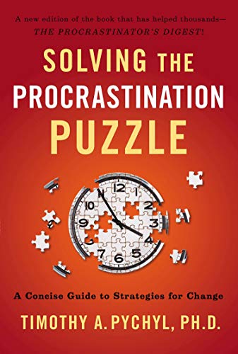 Book cover titled Solving the Procrastination Puzzle featuring a clock made of jigsaw pieces.