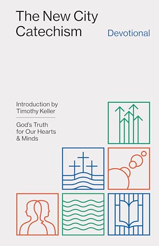 Book cover: "The New City Catechism Devotional" with abstract designs.