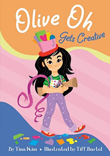 Book cover: young girl with art supplies, colorful and illustrated.