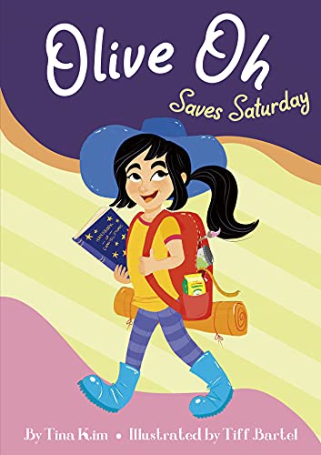 BookSS Book cover featuring a girl with a backpackLS backpack, book, and blue boots.
