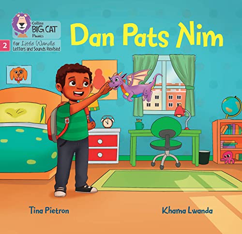 Book cover: boy reaching for a purple dragon in a bedroom.