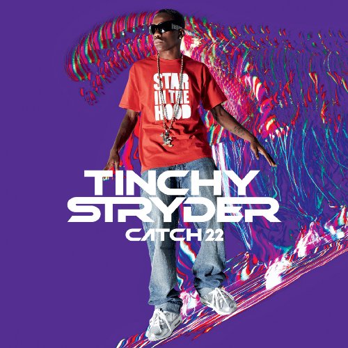 Man in red shirt and jeans on purple background with colorful swirling lines.