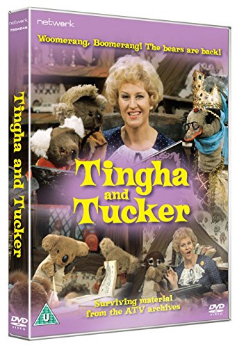 DVD case with a blonde woman and puppet bears, titled "Tingha and Tucker".