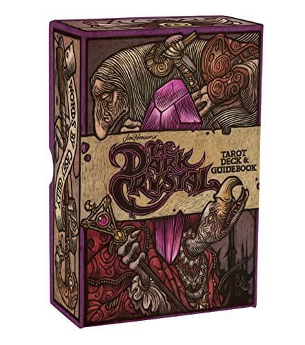 Boxed tarot deck featuring characters and a large purple crystal from The Dark Crystal.