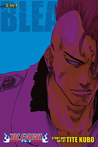 Bleach manga volume cover featuring a close-up of a character with a purple mohawk.