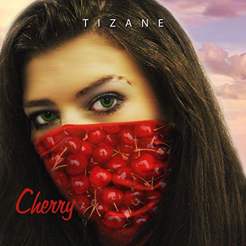 Woman with long hair, face partially obscured by cherries.