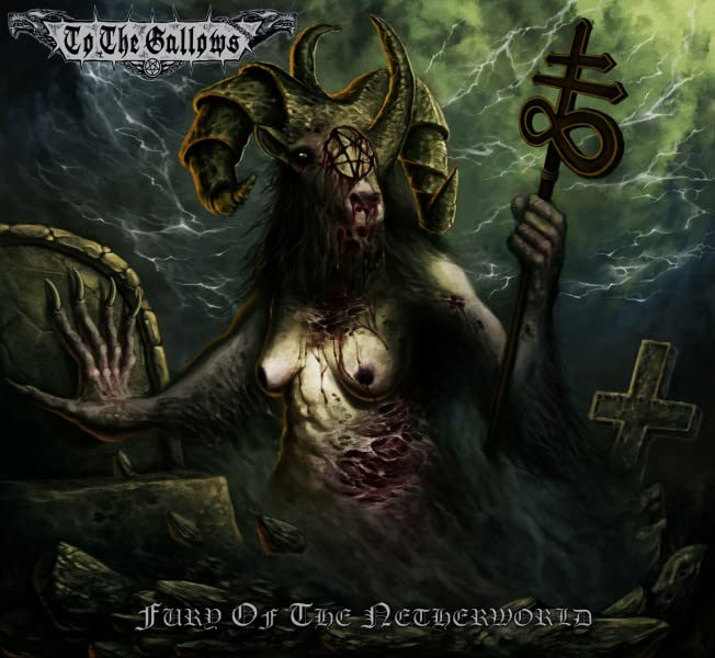 CD cover: demonic figure with horns, holding a cross, in a graveyard.
