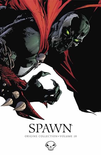 Spawn comic book cover featuring a dark, armored figure with glowing eyes.