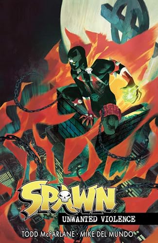 Spawn comic book cover featuring a cloaked figure amidst fiery, chaotic imagery.
