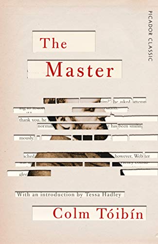 Book cover: "The Master" by Colm Tóibín, with fragmented face imagery.