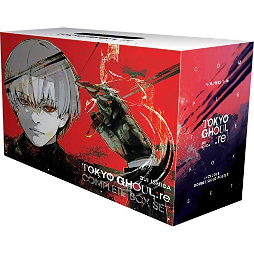 Box set for "Tokyo Ghoul: re" manga, featuring character art and red splatter.