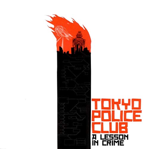 Album cover with a black silhouette tower, red flames, and orange stylized text.