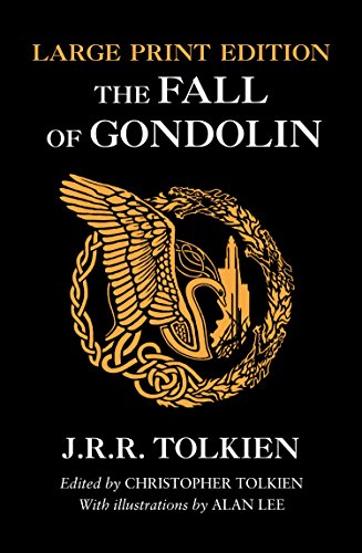 Book cover: "The Fall of Gondolin" with golden winged helmet illustration.
