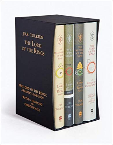 Black boxed set of “The Lord of the Rings” books with gold lettering.