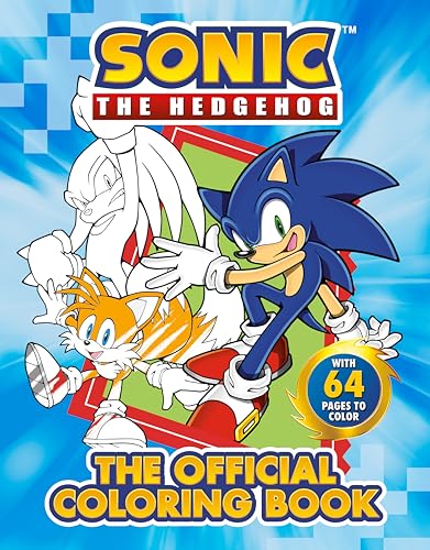 Sonic the Hedgehog official coloring book cover featuring Sonic and Tails illustrations.