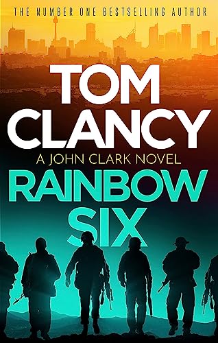 Book cover for Rainbow Six by Tom Clancy featuring silhouettes of soldiers against city skyline.