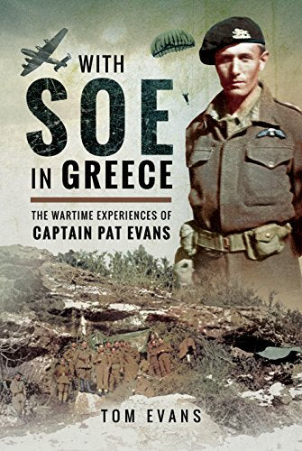 Book cover: wartime portrait of Captain Pat Evans with soldiers in Greece.