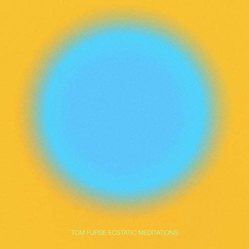 A bright blue glowing circle centered on a textured yellow background.