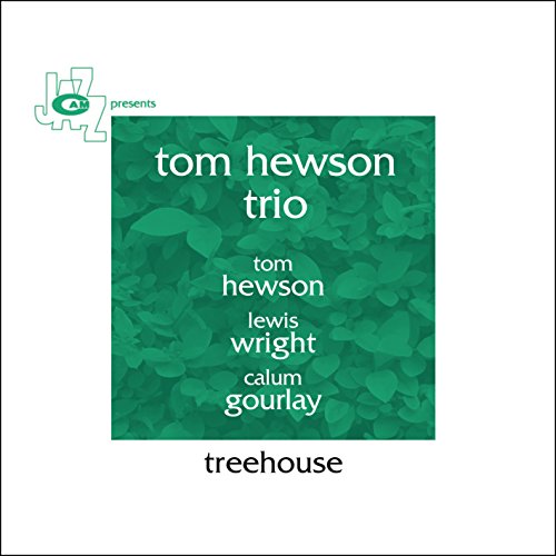 CD cover for Tom Hewson Trio’s “Treehouse” with green leaf pattern.