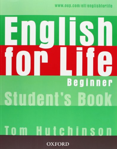 English for Life: Beginner" student textbook cover, green and red design.