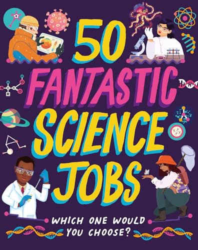 Book cover with colorful illustrations of people in various science careers.