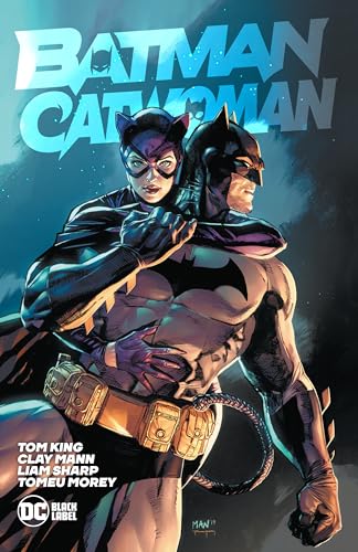 Batman and Catwoman embrace on the cover of a DC Black Label comic.