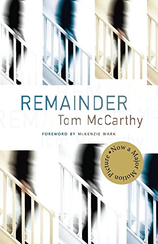 Book cover for Remainder by Tom McCarthy featuring blurred figures walking down a staircase.