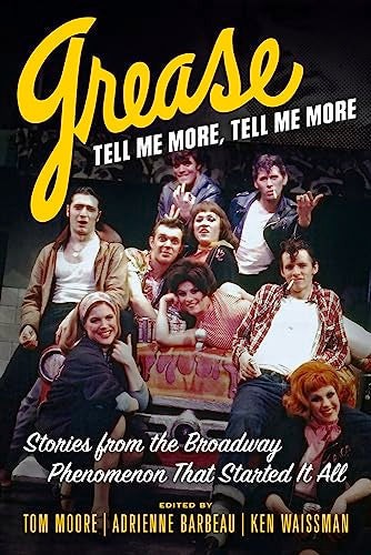 BookLSBook cover for Grease featuring a group of cast members posing together.